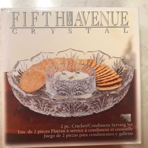 Fifth Avenue Crystal 2 piece Cracker/Condiment Serving Set